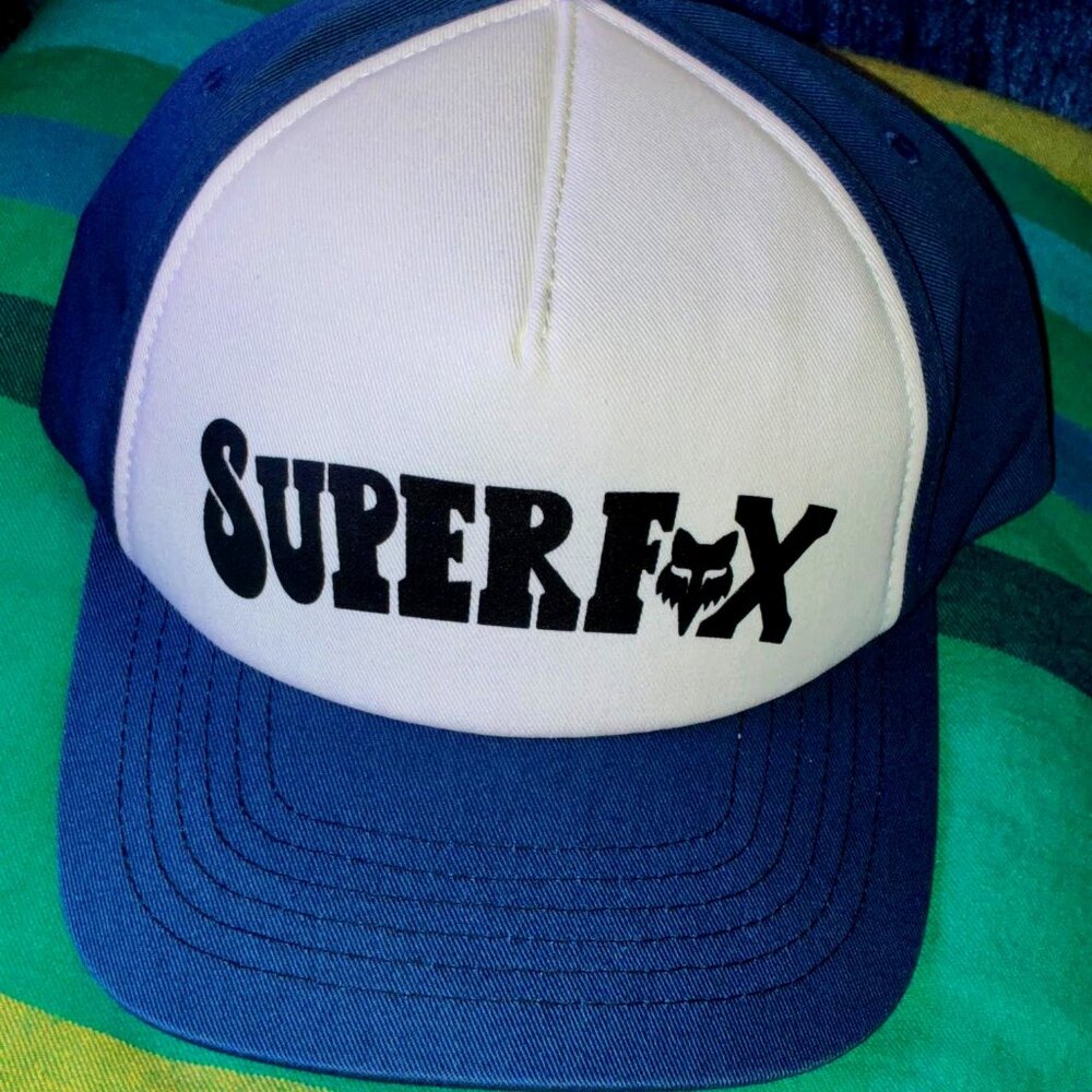 FOX Racing SUPERFOX trucker hat NWT never worn perfect; navy blue with white/blk